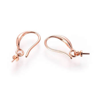 Brass Earring Hooks, for Half Drilled Beads, Rose Gold, 20x2.7mm, 20 Gauge, Pin: 0.8mm, Bail: 6x2.7mm, 21 Gauge, Pin: 0.7mm