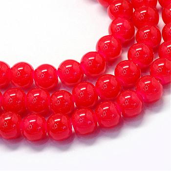 Baking Painted Imitation Jade Glass Round Bead Strands, Red, 4.5~5mm, Hole: 1mm, about 200~210pcs/strand, 31.4 inch