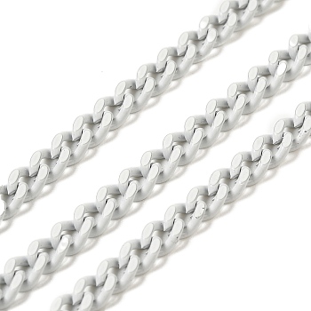 Spray Painted 304 Stainless Steel Curb Chains, with Spool, Unwelded, White, 5x3.5x1.6mm