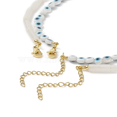 2Pcs 2 Style Natural White Jade & Lampwork Evil Eye Beaded Necklaces Set(NJEW-JN04172)-6