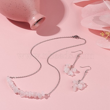 Ensemble de bijoux en perles de quartz rose naturel(SJEW-JS01231-06)-2