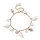 Natural Spiral Shell & Glass Pearl Charm Bracelets(BJEW-JB09973)-1