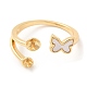 Butterfly  Brass with Shell Open Cuff Ring Component(KK-E055-03G-02)-2