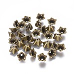 Tibetan Style Alloy Bead Caps, Cadmium Free & Nickel Free & Lead Free, Flower, Antique Bronze, 8.5x5mm, Hole: 1mm(K08T9072)