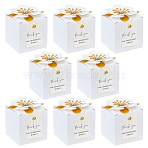 Paper Folding Paper Candy Packing Tote Boxes, Square Shape with Flower, White, 6.5x6.5x6.3cm(CON-WH0110-299B)