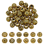 72Pcs 12 Styles Tibetan Style Alloy European Beads, Round, Large Hole Beads, Antique Golden, 10.5~11x8.5~9.5mm, Hole: 4.3~4.7mm, 6pcs/style(FIND-PH0060-22AG)