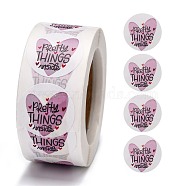 1 Inch Thank You Roll Stickers, Decorative Sealing Stickers, for Christmas Party Favors, Holiday Decorations, Heart Pattern, 25mm, about 500pcs/roll(DIY-J002-B13)