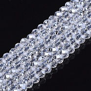 Electroplate Glass Beads Strands, Pearl Luster Plated, Faceted, Rondelle, Clear, 3x2mm, Hole: 0.8mm, about 145~150pcs/strand, 34~35cm(EGLA-A034-T2mm-A08)