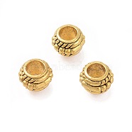 Tibetan Style Alloy European Beads, Large Hole Beads, Rondelle, Antique Golden, 8x6mm, Hole: 4mm(PALLOY-F257-02AG)
