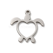 201 Stainless Steel Pendants, Laser Cut, Stainless Steel Color, Turtle, 14x13x1mm, Hole: 1mm(STAS-E206-04P-03)