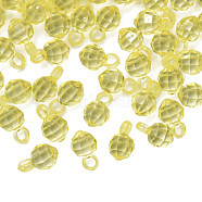 Transparent Acrylic Pendants, Faceted, Round, Light Khaki, 18x11x11mm, Hole: 4mm(MACR-S373-125-B03)
