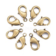 Brass Lobster Claw Clasps, Parrot Trigger Clasps, Cadmium Free & Nickel Free & Lead Free, Antique Bronze, 12x7x3mm, Hole: 1mm(KK-902-AB-NF)