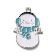 Winter Theme Alloy Enamel Pendants, Platinum, Snowman, 24.5x17x1.7mm, Hole: 1.8mm(ENAM-M002-05N-P)