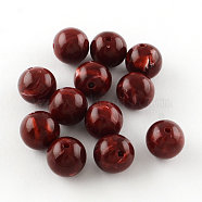 Round Imitation Gemstone Acrylic Beads, Dark Red, 8mm, Hole: 2mm, about 1700pcs/500g(OACR-R029-8mm-05)