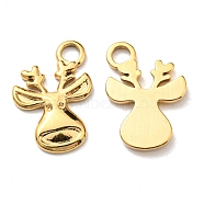 Ion Plating(IP) 304 Stainless Steel Pendants, Manual Polishing, Christmas Reindeer/Stag Charms, Golden, 16x10x2mm, Hole: 2mm(STAS-Q248-09G)