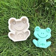 Frog Food Grade Silicone Molds, 3D Animal Resin Molds,  Fondant Molds, for DIY Cake Decoration, Chocolate, Candy, Light Grey, 74x68x34mm(DIY-F101-06)