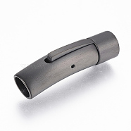 304 Stainless Steel Bayonet Clasps, Tube, Frosted, Gunmetal, 30.5x8x9mm, Hole: 6mm(X-STAS-F131-30B)