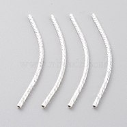 Brass Tube Beads, Long-Lasting Plated, Curved Beads, Tube, 925 Sterling Silver Plated, 39x1.5mm, Hole: 0.8mm(KK-Y003-86I-S)