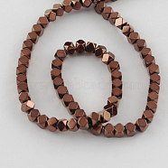 Non-magnetic Synthetic Hematite Beads Strands, Faceted, Grade A, Round, Copper Plated, 4x4mm, Hole: 1mm(G-Q875-4x4mm-3)