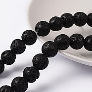 1Strand Natural Lava Rock Beads Strands, Round, Black, about 10mm in diameter, Hole: 1mm, about 40pcs/strand, 16 inch(X-g434-9)