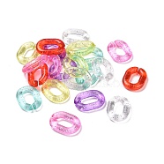 Transparent Acrylic Link Ring, Quick Link Connector, with Glitter Powder, for Cable Chain Making, Oval, Mixed Color, 24x18x5mm, Hole: 13.5x7mm, about 403pcs/500g(TACR-B002-01)