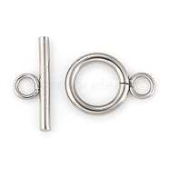 304 Stainless Steel Toggle Clasps, Stainless Steel Color, toggle: 16.5x12x2mm, Hole: 3mm, inner: 8mm, bar: 18x7x2mm, Hole: 3mm.(STAS-F114-04P-B)