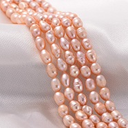 Grade A Natural Cultured Freshwater Pearl Beads Strands, Rice, Natural Color, Pearl Pink, 4~5mm, Hole: 0.8mm(A23WN011)