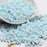 Macaron Color Opaque Frosted Glass Seed Beads, Peanut, Pale Turquoise, 6x3x3mm, Hole: 1.2mm, about 4000pcs/pound(SEED-K009-12B-11)