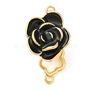 Brass with Black Enamel Fold Over Clasps, Flower, Real 18K Gold Plated, 23mm(KK-G505-20G)