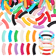 Elite 96Pcs 12 Colors Opaque Resin Beads, Twist Tube Beads, Mixed Color, 32x9x8mm, 8pcs/color(RESI-PH0002-19)