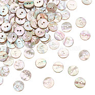 120Pcs Natural Shell Buttons, 2-Hole, Flat Round, Colorful, 11~11.5x1.5~2mm, Hole: 1.5mm(BUTT-FG0001-13)