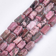 Natural Rhodonite Beads Strands, Faceted, Column, 9~11x6~7x6~7mm, Hole: 0.9mm, about 15~17pcs/strand, 7.28~7.48 inch(G-S345-8x11-017)