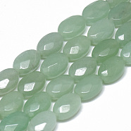 Natural Green Aventurine Bead Strands, Faceted, Oval, 12x8x5~6mm, Hole: 1mm, about 17pcs/strand, 7.8 inch(G-T070-8x12mm-13)
