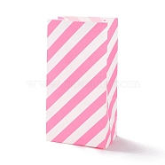 Rectangle Kraft Paper Bags, None Handles, Gift Bags, Stripe Pattern, Hot Pink, 9.1x5.8x17.9cm(CARB-K002-05A-02)