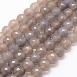Natural Agate Bead Strands, Round, Faceted, 6mm, Hole: 1mm, about 62~63pcs/strand, 14.5 inch(G-K155-D-6mm-F01)