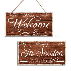 Natural Wood Hanging Wall Decorations, with Jute Twine, Rectangle with Word, Sandy Brown, 15x30x0.5cm(HJEW-WH0015-081)