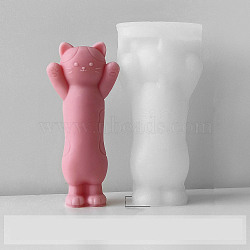 Cat Shape Food Grade Silicone Molds, Candle Molds, Gesso Resin Casting Molds, White, 40x50x108mm(PW-WG594C0-02)