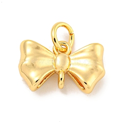 Brass Pendants, Bowknot, Real 18K Gold Plated, 9x14x4mm, Hole: 3mm(KK-P275-40G)