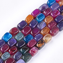 Natural Dragon Veins Agate Beads Strands, Dyed, Cuboid, Mixed Color, 13~13.5x8~9x8~9mm, Hole: 1mm, about 28pcs/strand, 14.7 inch(G-T125-23G)