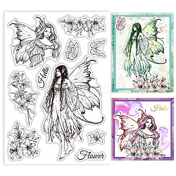 Custom PVC Plastic Clear Stamps, for DIY Scrapbooking, Photo Album Decorative, Cards Making, Fairy, 160x110x3mm(DIY-WH0448-0494)