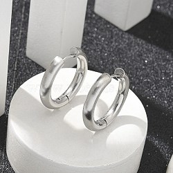 Frosted 304 Stainless Steel Huggie Hoop Earrings for Women, with 316 Stainless Steel Pins, Ring, Stainless Steel Color, 24x4mm(EJEW-C096-32G-P)