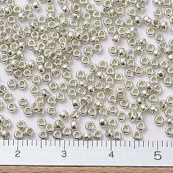 MIYUKI Round Rocailles Beads, Japanese Seed Beads, 11/0, (RR181) Galvanized Silver, 2x1.3mm, Hole: 0.8mm, about 1111pcs/10g(X-SEED-G007-RR0181)