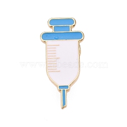 Medical Theme Alloy Enamel Pin Brooches, Syringe Shape, 29.5x13.5mm(JEWB-N001-20B-G)