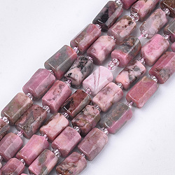 Natural Rhodonite Beads Strands, Faceted, Column, 9~11x6~7x6~7mm, Hole: 0.9mm, about 17pcs/strand, 7.87 inch(G-S345-8x11-017)
