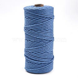 Cotton String Threads, Macrame Cord, Decorative String Threads, for DIY Crafts, Gift Wrapping and Jewelry Making, Cornflower Blue, 3mm, about 109.36 Yards(100m)/Roll.(OCOR-T001-02-07)