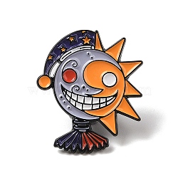 Enamel Pins, Alloy Brooches for Backpack Clothes, Sun, Dark Orange, 29.5x25.5x1.5mm(JEWB-P040-C05)