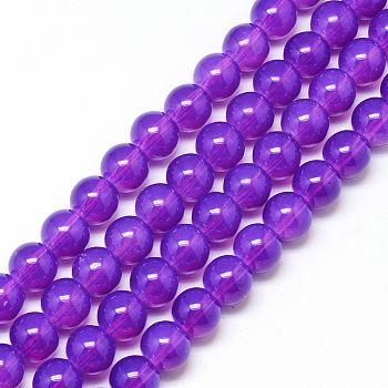 Baking Painted Glass Beads Strands, Imitation Opalite, Round, Blue Violet, 10mm, Hole: 1.3~1.6mm, about 80pcs/strand, 31.4 inch