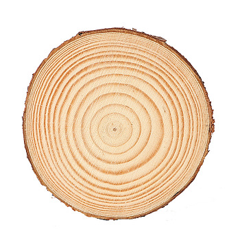 Flat Round Natural Pine Wooden Slices, with Bark, for Wood Craft, BurlyWood, 4~5x1cm