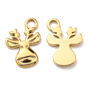 Ion Plating(IP) 304 Stainless Steel Pendants, Manual Polishing, Christmas Reindeer/Stag Charms, Golden, 16x10x2mm, Hole: 2mm