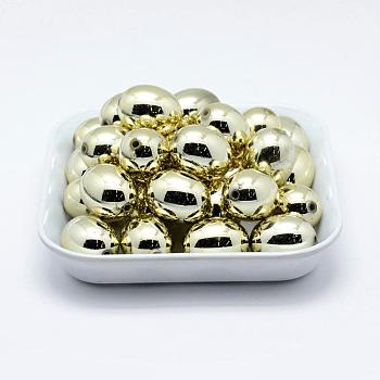 Plating Eco-Friendly Plastic Beads, Egg, Golden Plated, 22.5x17.5mm, Hole: 2.5mm, about 120pcs/500g